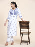 NOOR Chikankari Kurta With Pocket - White With Blue